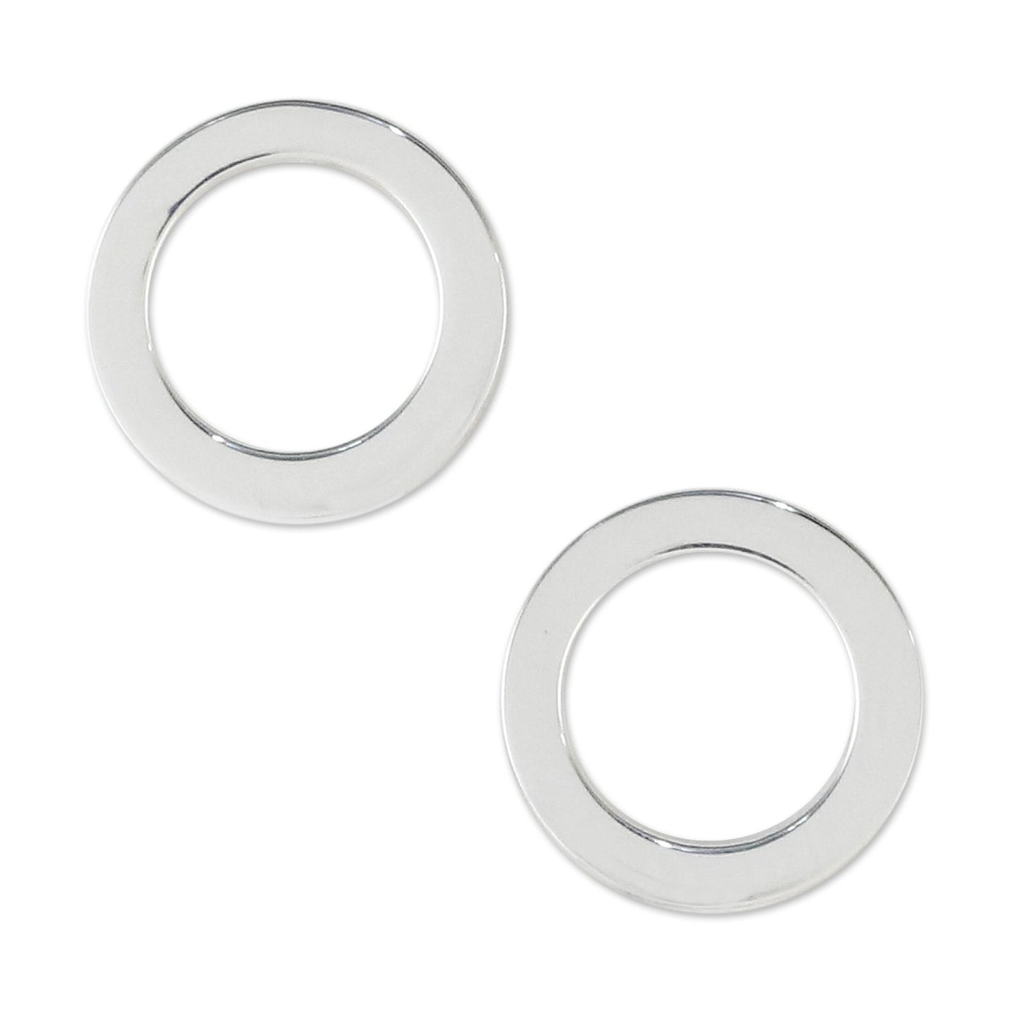 Simple Circles Handcrafted Sterling Silver Stud Earrings from Thailand