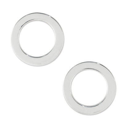 Simple Circles Handcrafted Sterling Silver Stud Earrings from Thailand