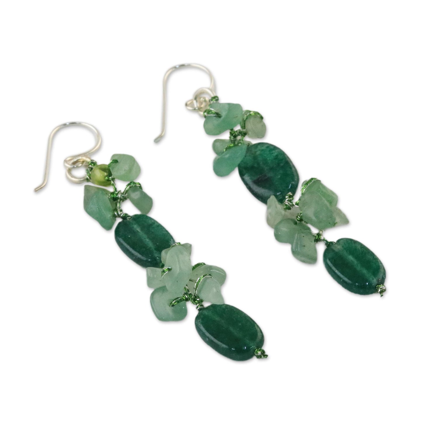 Sumptuous Stones Dyed Quartz and Peridot Cluster Earrings from Thailand