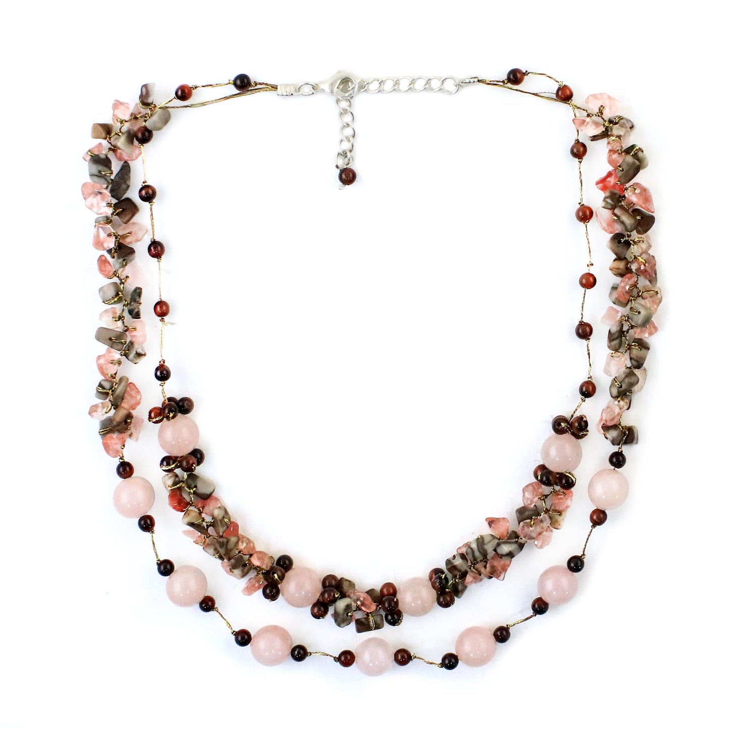 Magical Inspiration in Pink Multi-Gemstone Rose Quartz Beaded Necklace from Thailand