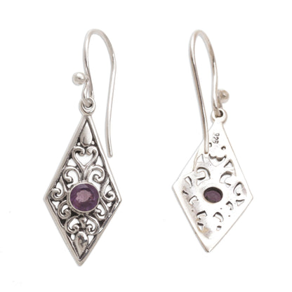 Diamond Vines Handmade Amethyst and Sterling Silver Dangle Earrings