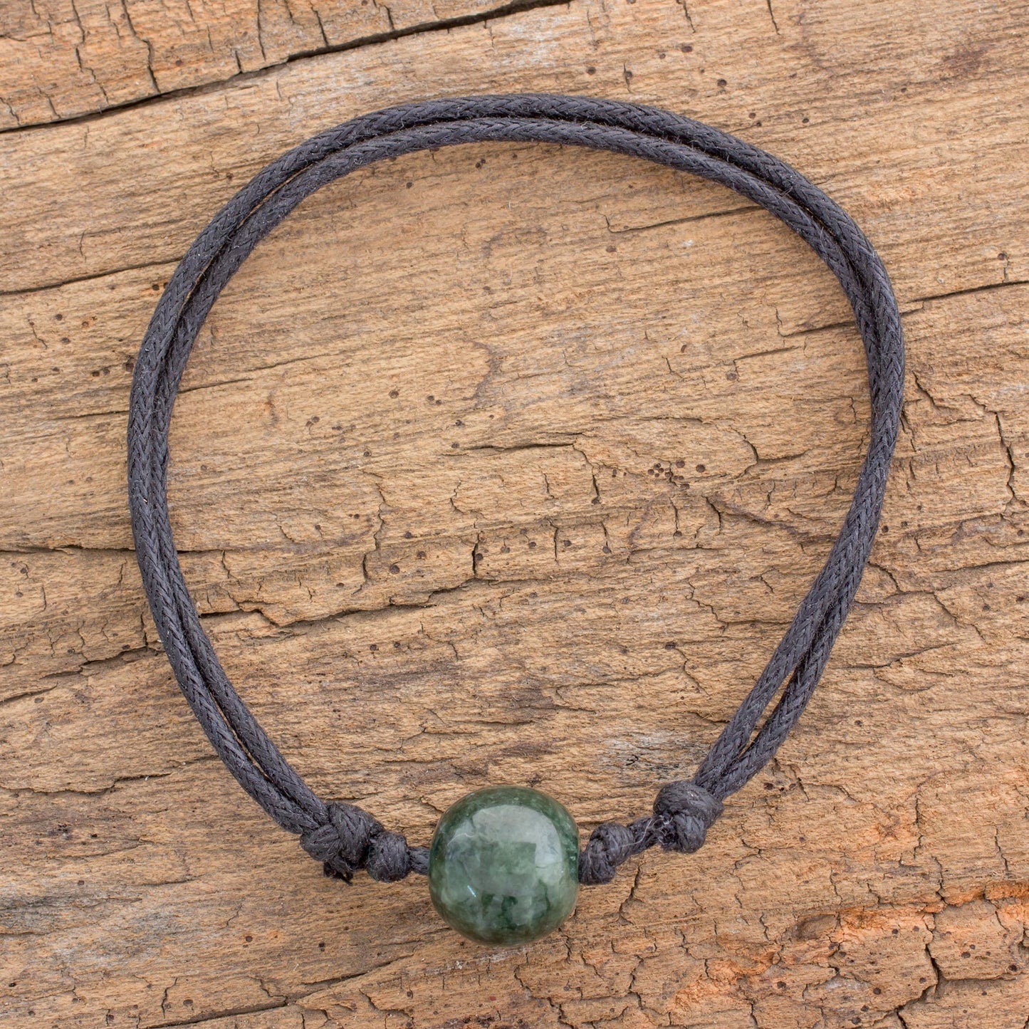 Loving Life in Dark Green Adjustable Dark Green Jade Pendant Bracelet from Guatemala