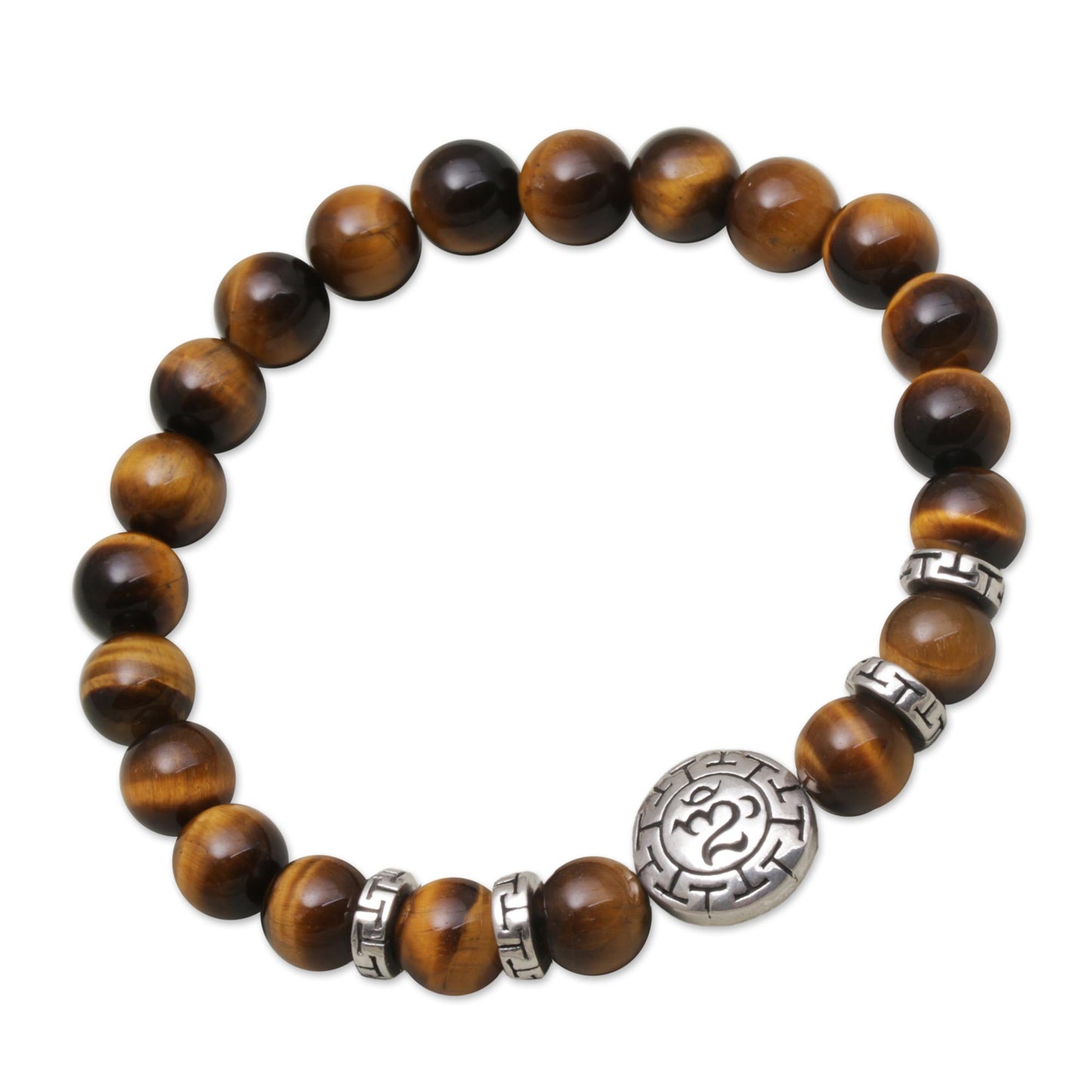 Temesir Om Tiger's Eye Beaded Om Stretch Bracelet from Bali