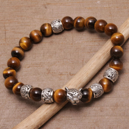 Leopard Strength Men's Silver & Tiger's Eye Bracelet