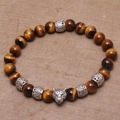 Leopard Strength Men's Silver & Tiger's Eye Bracelet