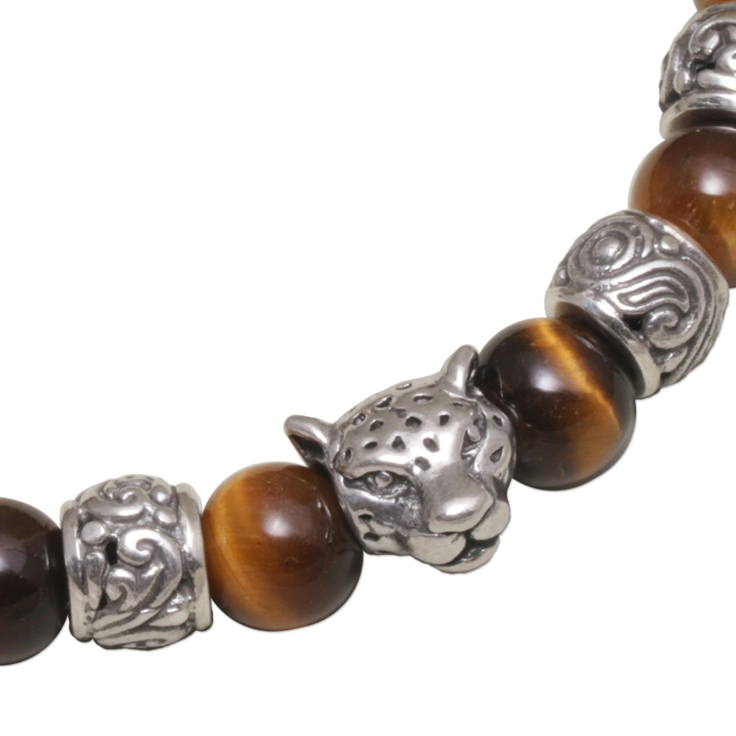 Leopard Strength Men's Silver & Tiger's Eye Bracelet