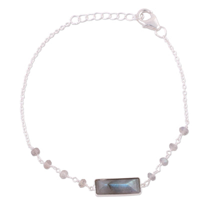 Magical Prism Labradorite Silver Pendant Bracelet