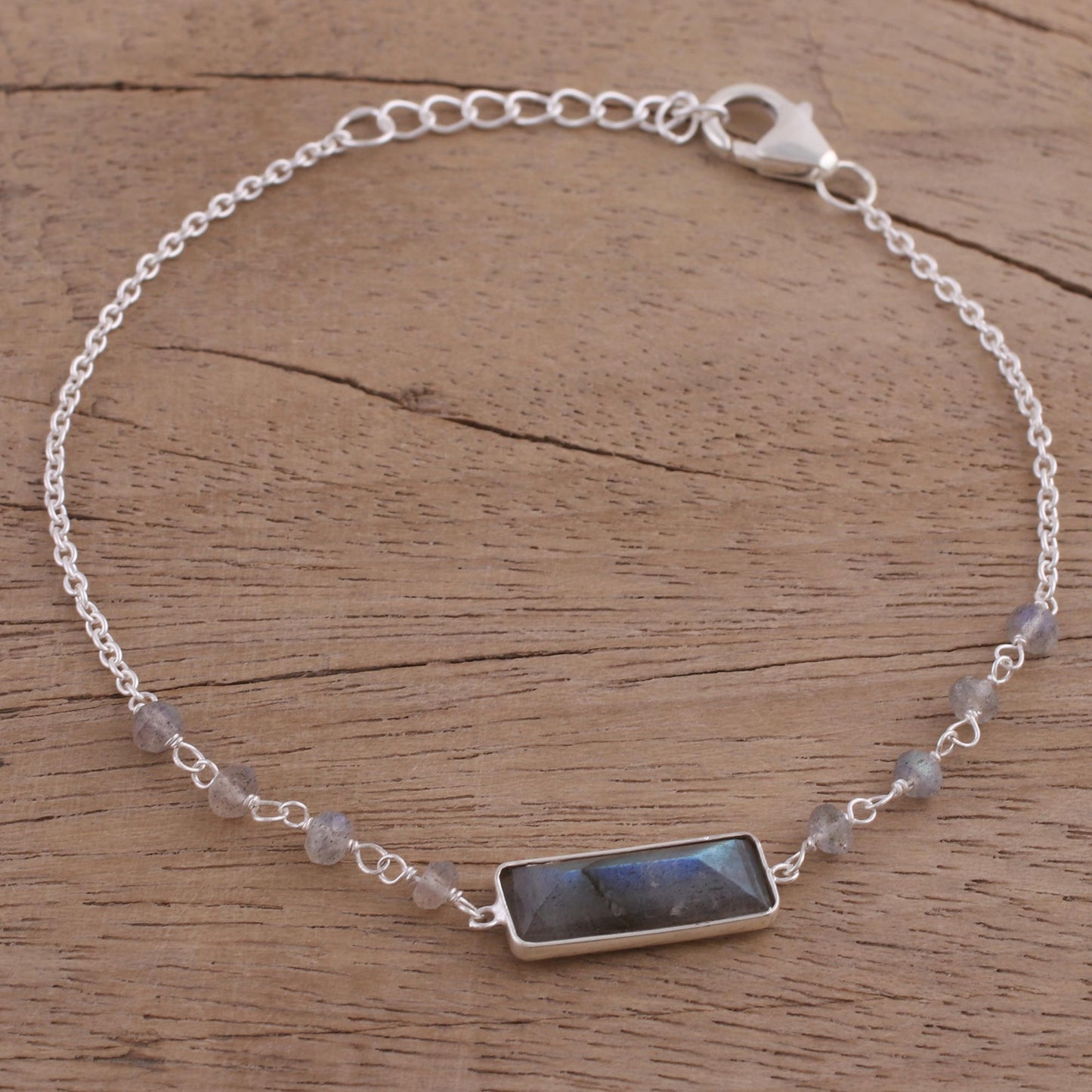 Magical Prism Labradorite Silver Pendant Bracelet