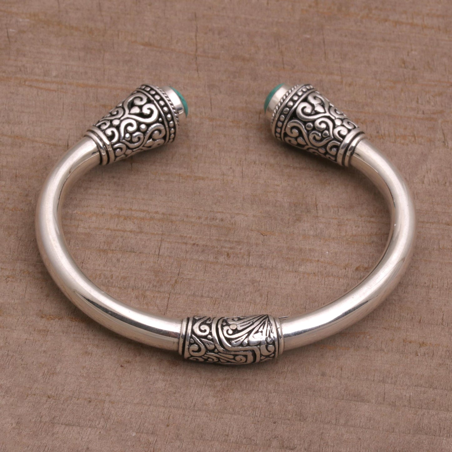 Petal Temple Silver Cuff Bracelet