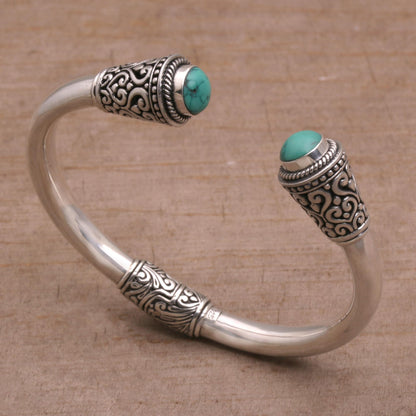 Petal Temple Silver Cuff Bracelet