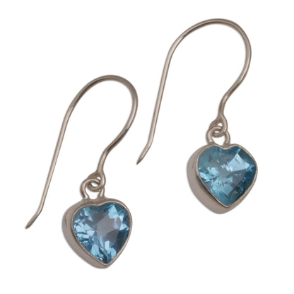 Color of Love Blue Topaz Heart-Shaped Dangle Earrings from Bali