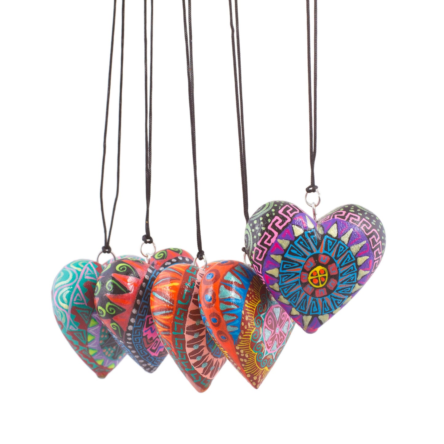 Alebrije Hearts Hand Painted Ornaments