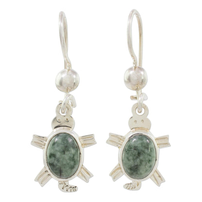 Marine Turtles in Green Green Turtle-Themed Jade Dangle Earrings form Guatemala