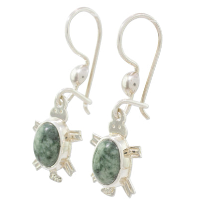 Marine Turtles in Green Green Turtle-Themed Jade Dangle Earrings form Guatemala