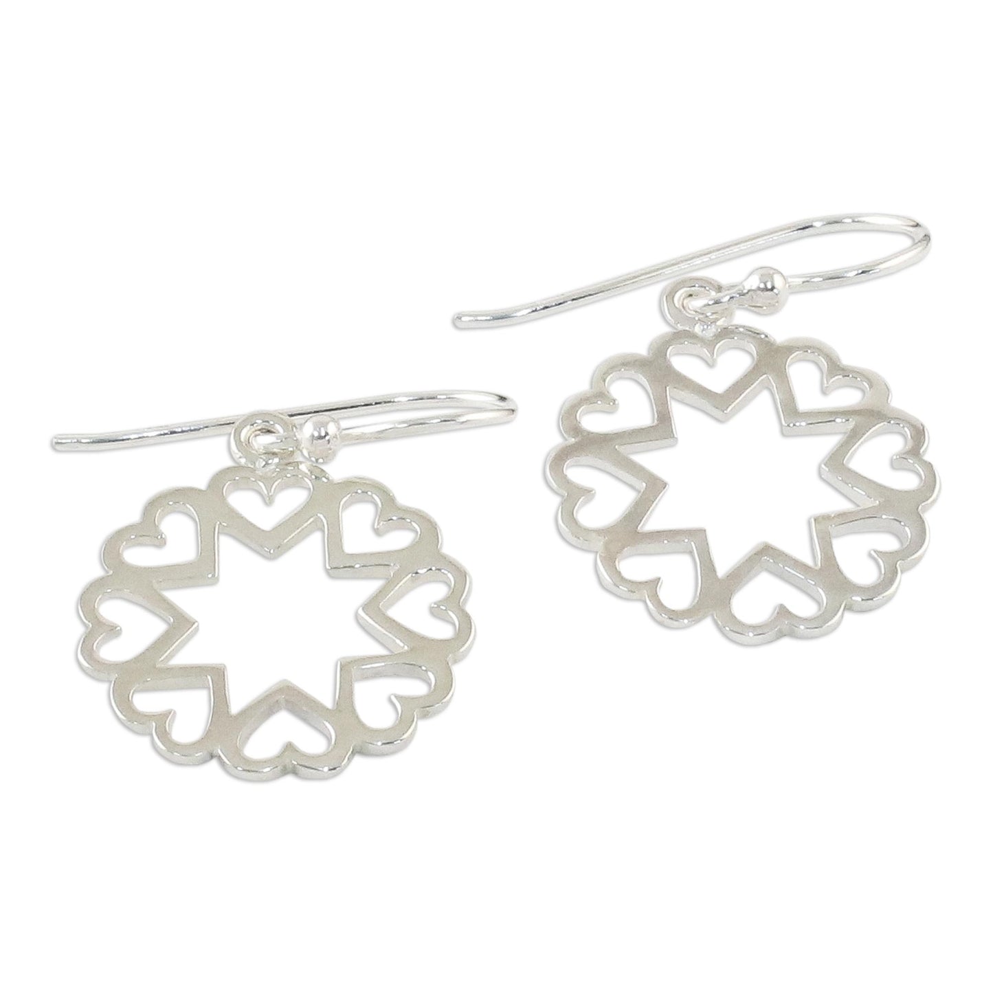 Stars in Love Sterling Silver Star Heart Dangle Earrings from Thailand