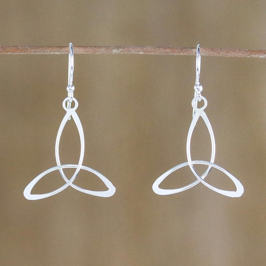 Triangle Twist Sterling Silver 3-Point Dangle Earrings from Thailand