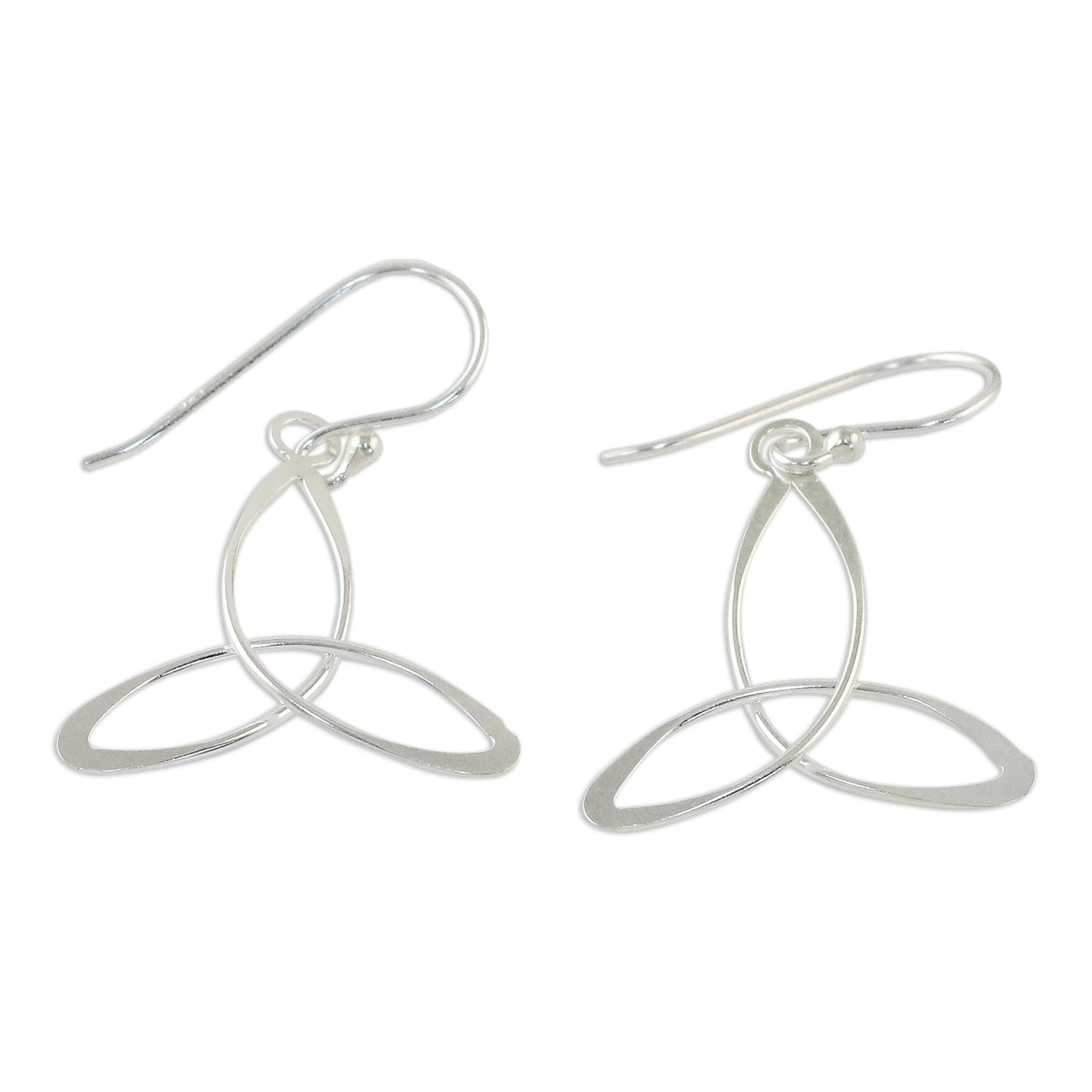 Triangle Twist Sterling Silver 3-Point Dangle Earrings from Thailand