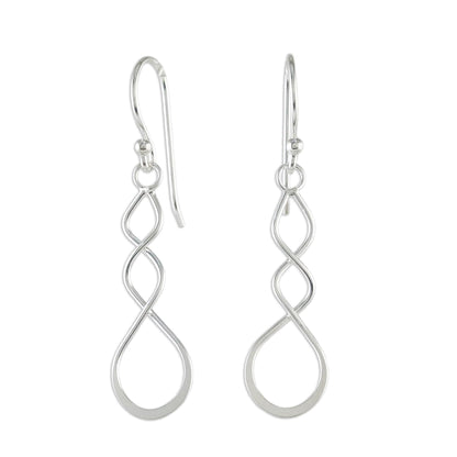 Droplet Twist Sterling Silver Twisting Dangle Earrings from Thailand