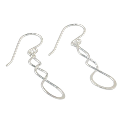 Droplet Twist Sterling Silver Twisting Dangle Earrings from Thailand