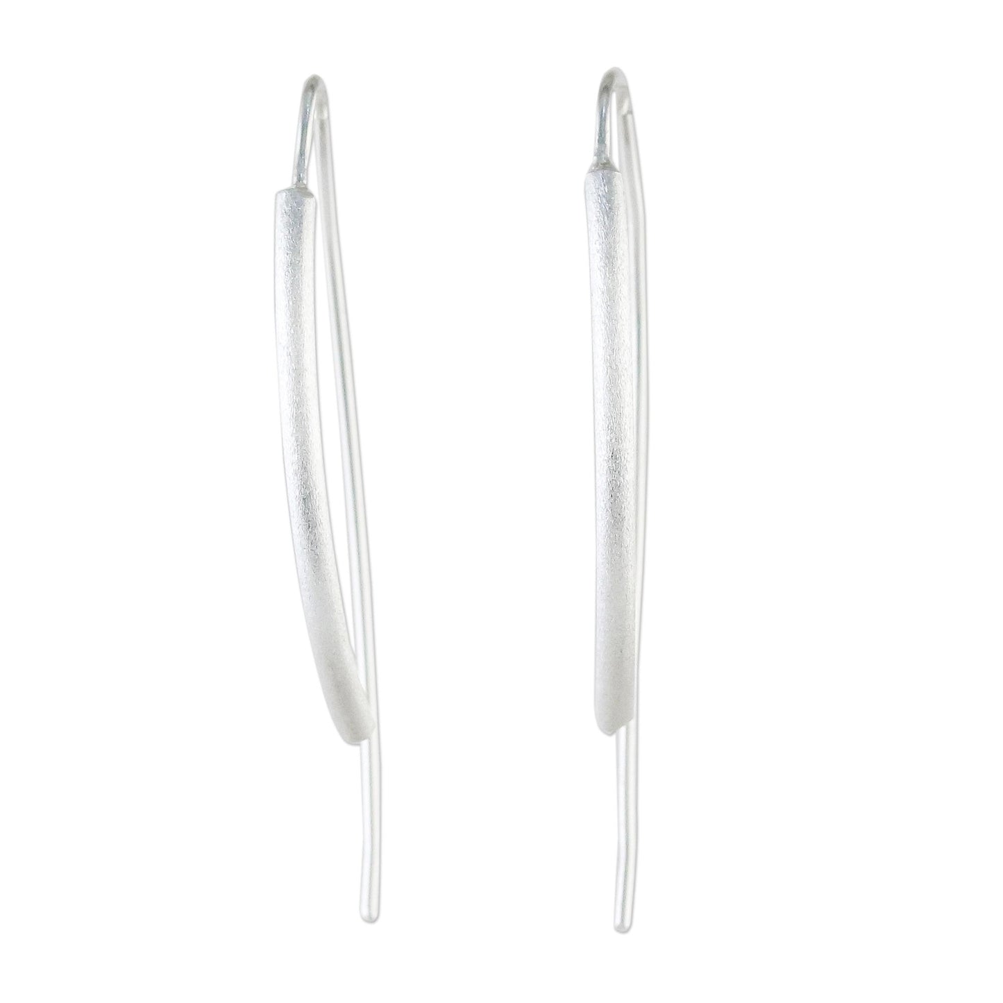 Cattails Sterling Silver Curved Drop Earrings from Thailand