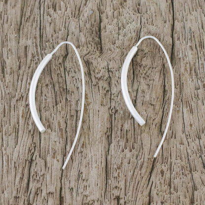 Cattails Sterling Silver Curved Drop Earrings from Thailand