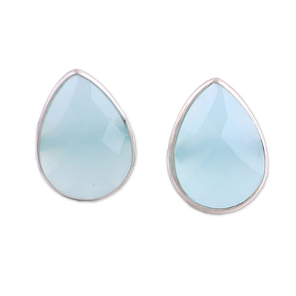 Raindrop Prisms Silver Chalcedony Earrings