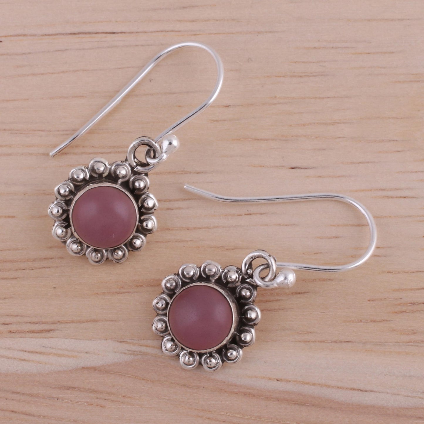 Pink Appeal Pink Chalcedony and Sterling Silver Floral Dangle Earrings