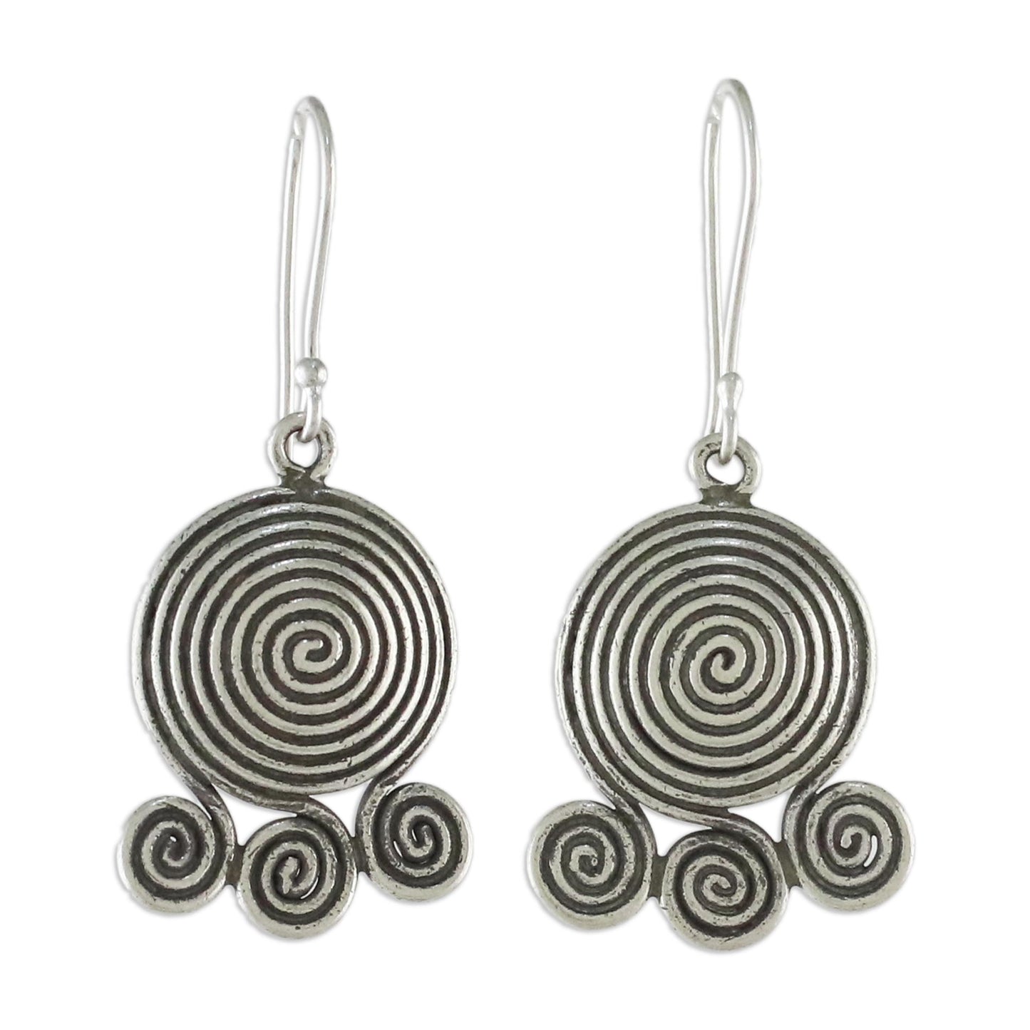 Curling Cascade Spiral Shaped Silver 950 Dangle Earrings