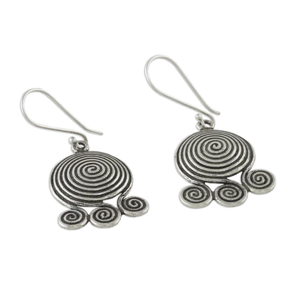 Curling Cascade Spiral Shaped Silver 950 Dangle Earrings