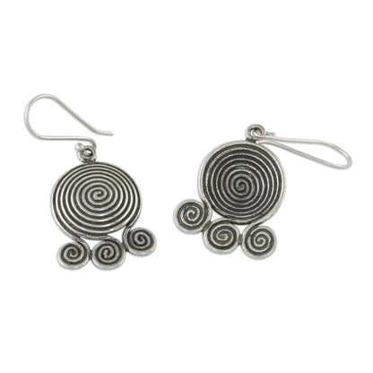 Curling Cascade Spiral Shaped Silver 950 Dangle Earrings