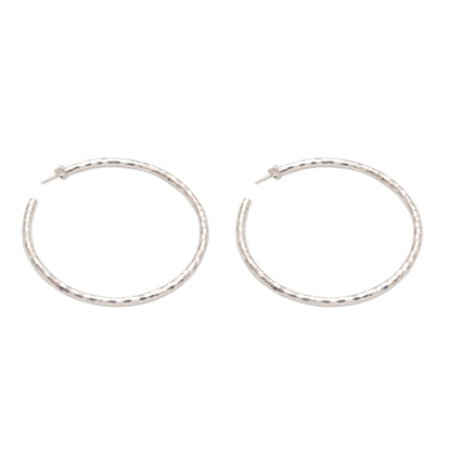 Glimmering Memories Sterling Silver Hammered Motif Half-Hoop Earrings from Bali