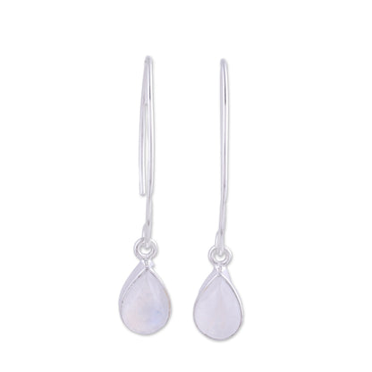 Trendy Luster Rainbow Moonstone Silver Earrings