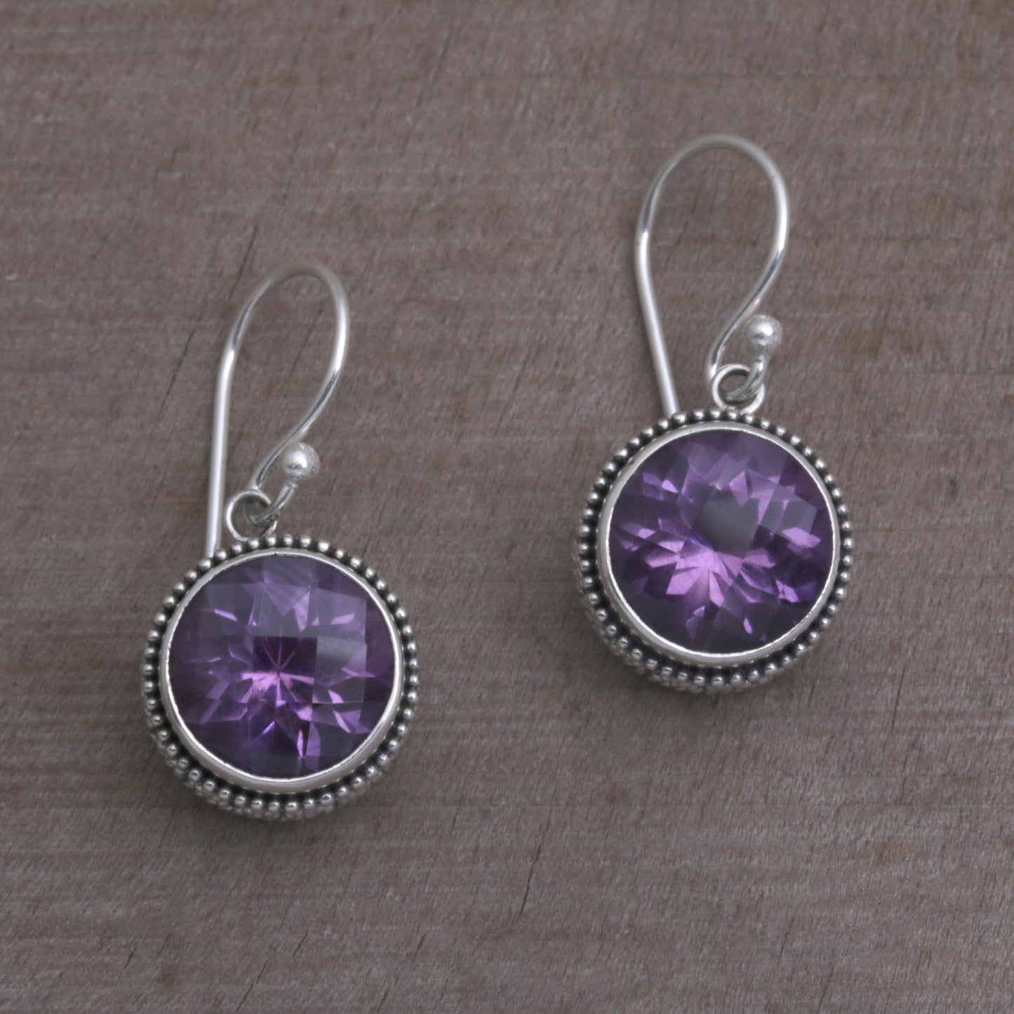 Sparkling Haven Handcrafted Amethyst and Sterling Silver Dangle Earrings