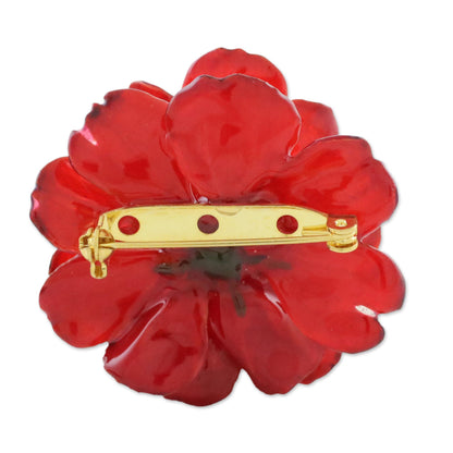 Blooming Cosmos in Crimson Aster Brooch