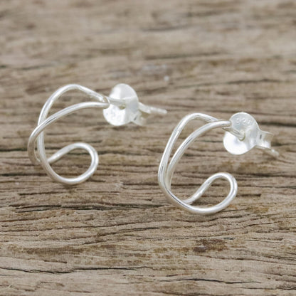 Continuum Sterling Silver Twist Half-Hoop Earrings from Thailand