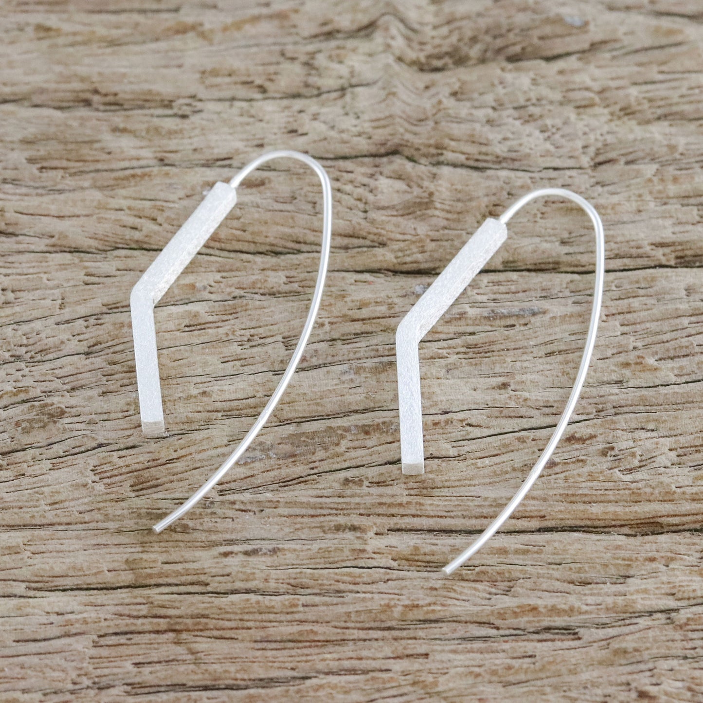 Bent Pillars Angular Sterling Silver Drop Earrings from Thailand