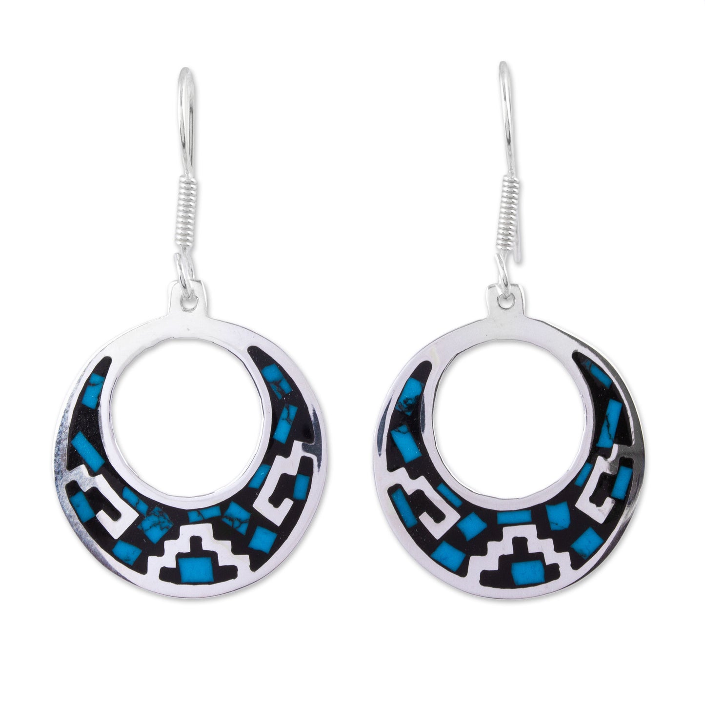 Windows of History Geometric Turquoise Dangle Earrings from Mexico