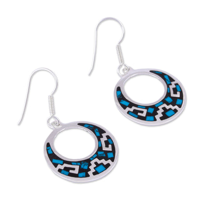 Windows of History Geometric Turquoise Dangle Earrings from Mexico