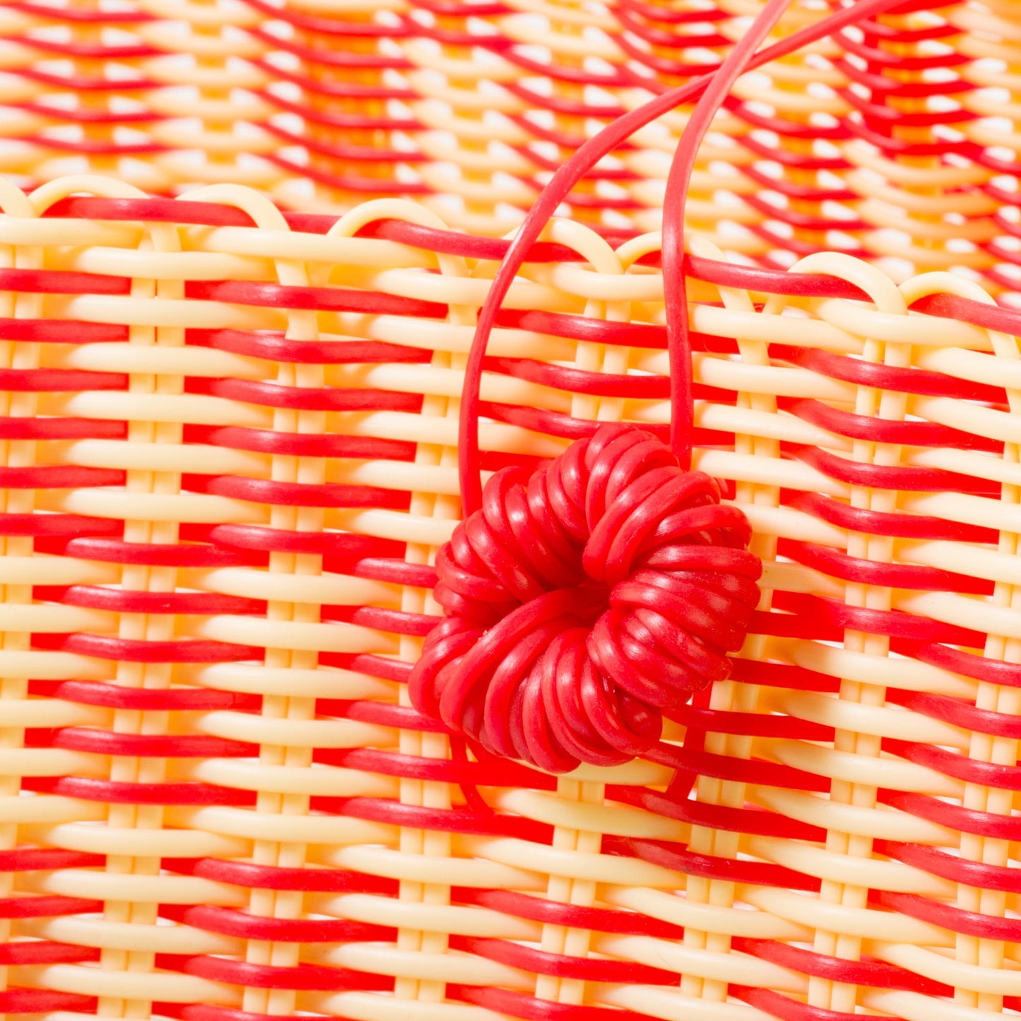 Delightful Day in Strawberry Handwoven Recycled Plastic Tote in Strawberry and Cornsilk