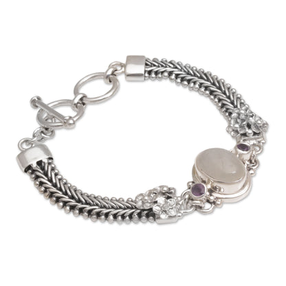 Jepun Glow Rainbow Moonstone & Silver Link Bracelet