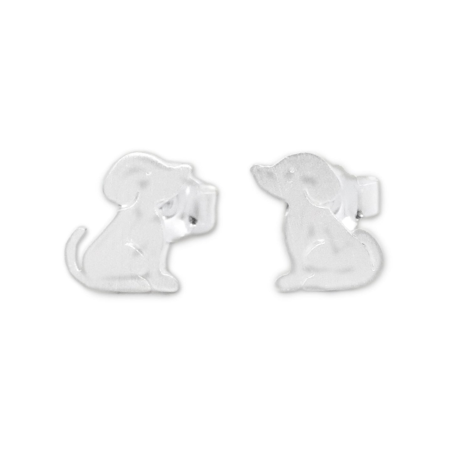 Irresistible Pups Cute Sterling Silver Puppy Dog Stud Earrings