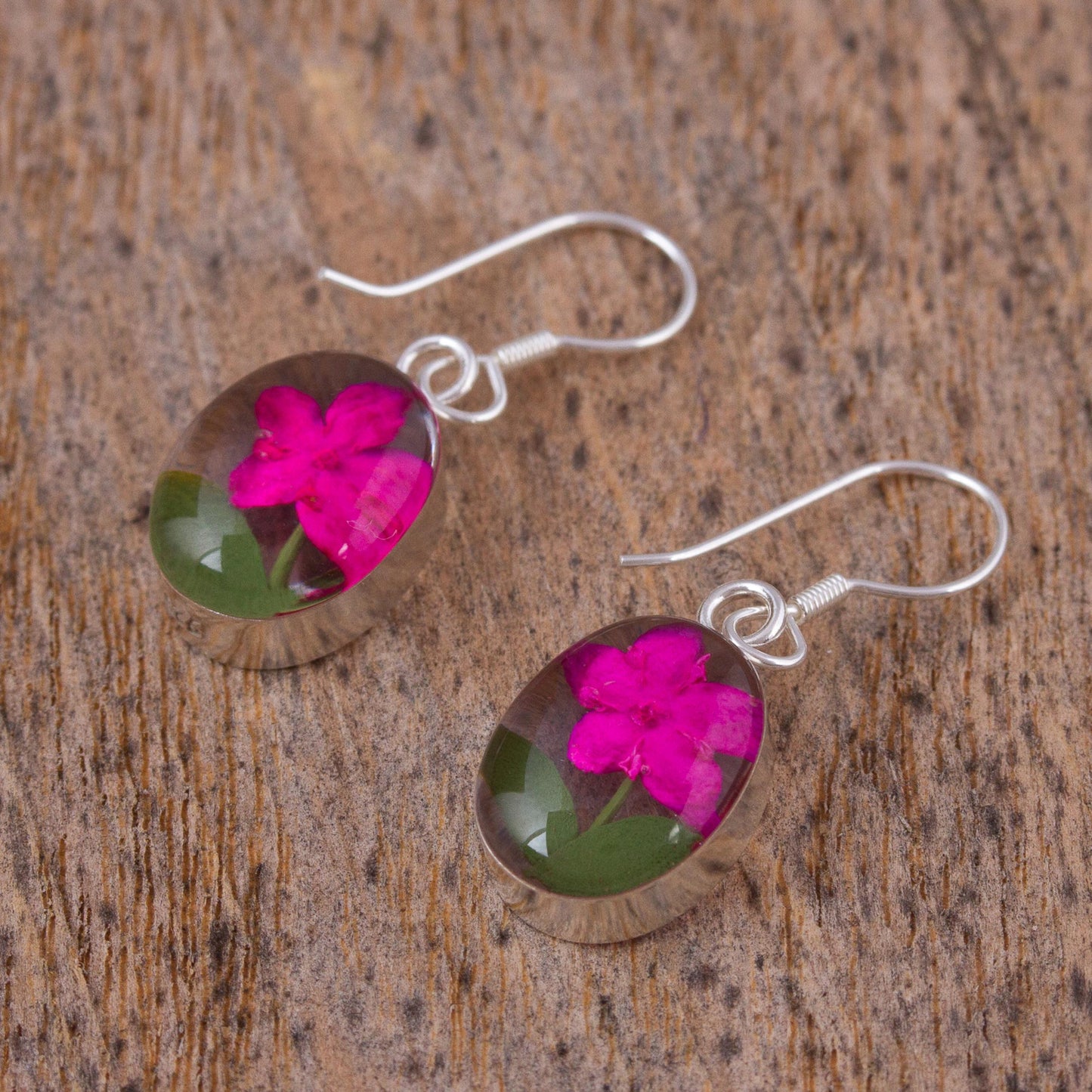 Freshness of Nature Pink Natural Flower Dangle Earrings from Mexico