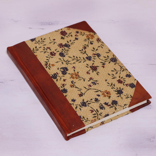 Flowering Memories Handcrafted Floral Leather Accent Jute Journal from India