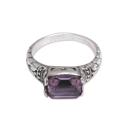 Padang Galak Beauty Faceted Purple Amethyst Single Stone Ring from Bali