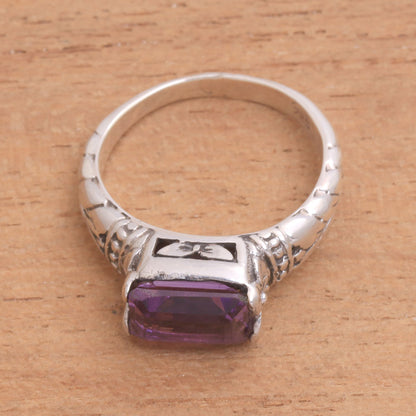 Padang Galak Beauty Faceted Purple Amethyst Single Stone Ring from Bali