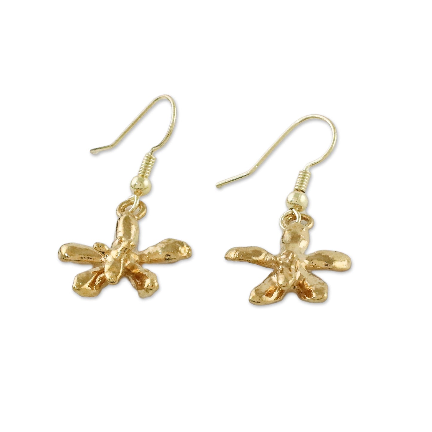 Starry Orchids Gold Plated Orchid Flower Dangle Earrings from Thailand