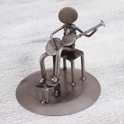 Rustic Guitar Serenade Rustic Auto Part Eco-Friendly Sculpture of a Guitarist