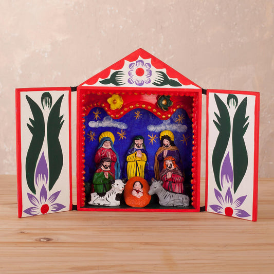 Holy Family with the Magi Handmade Ayacucho Ceramic Folk Art Christmas Retablo Diorama