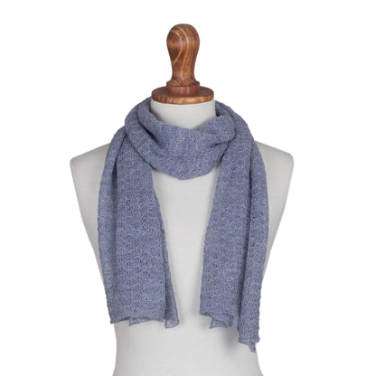 Steel Blue Gossamer 100% Baby Alpaca Wrap Scarf in Steel Blue from Peru