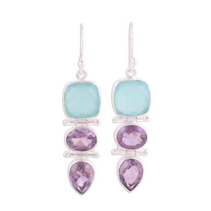 Glittering Muse Amethyst Chalcedony Earrings